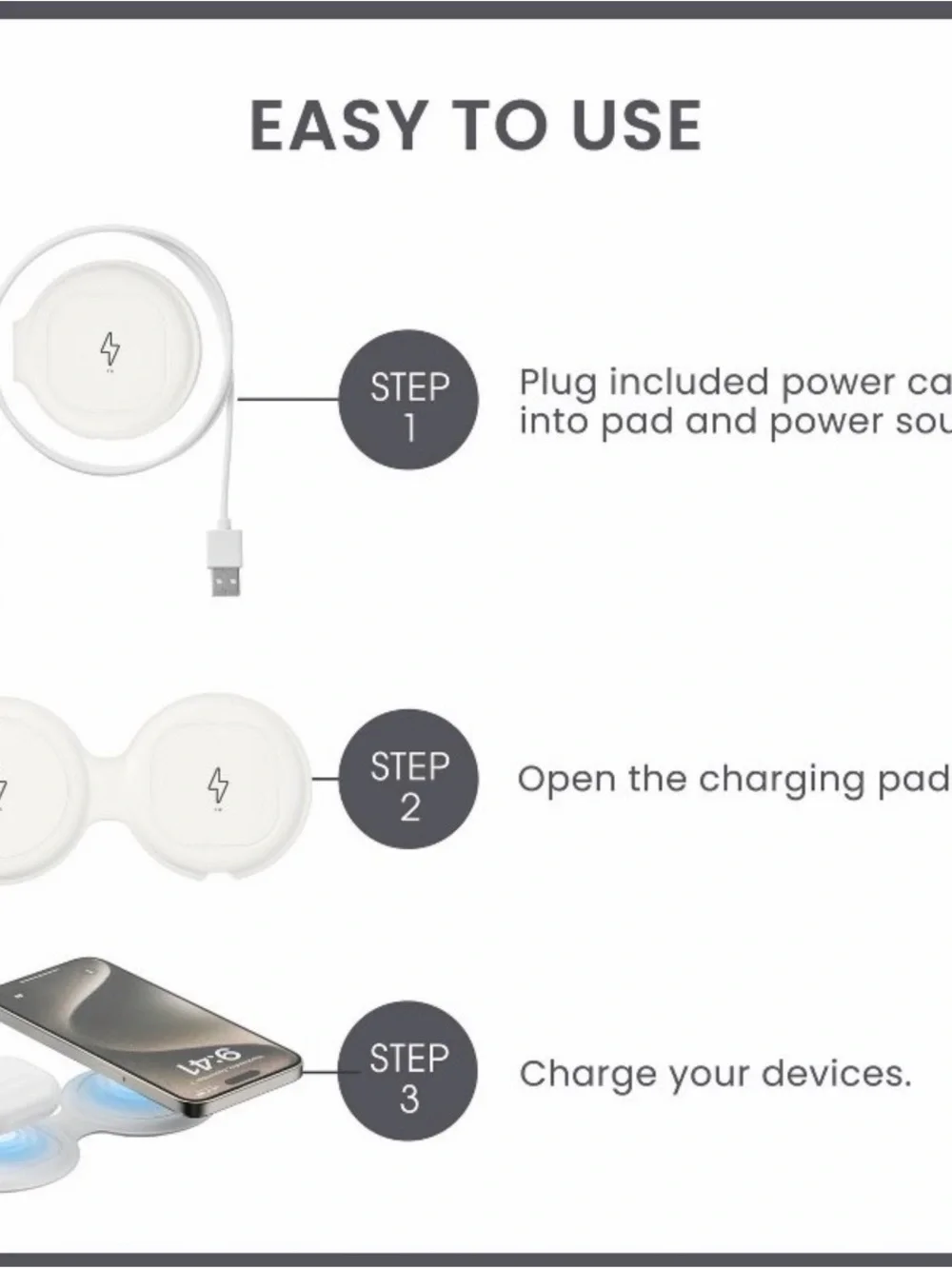 TravelSmart by Conair Foldable Wireless Charging Pad  NIB - White